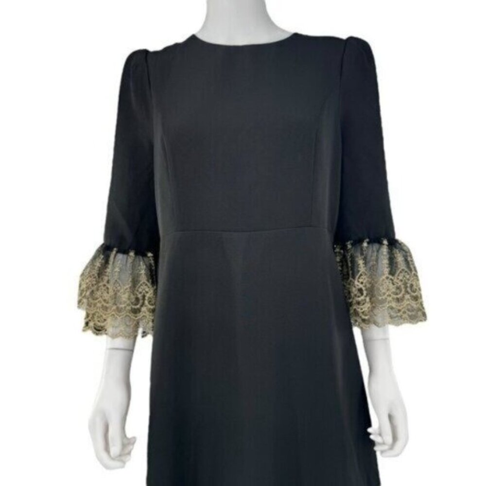 Pomander Place NEW Black Lillith Gold Lace Formal Maxi Dress Size L - Picture 5 of 12